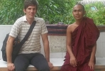 Dr Nick Cheesman (left) in Bago, Myanmar. 