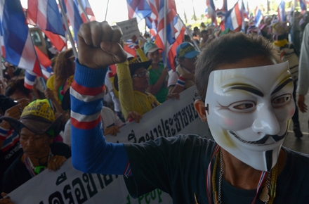 Thai anti-government protesters on the streets of Bangkok. Photo by AFP.