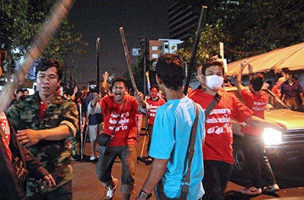 Anti-government protesters at Rajamangala stadium, Bangkok. Photo by Nick Nostitz for New Mandala.